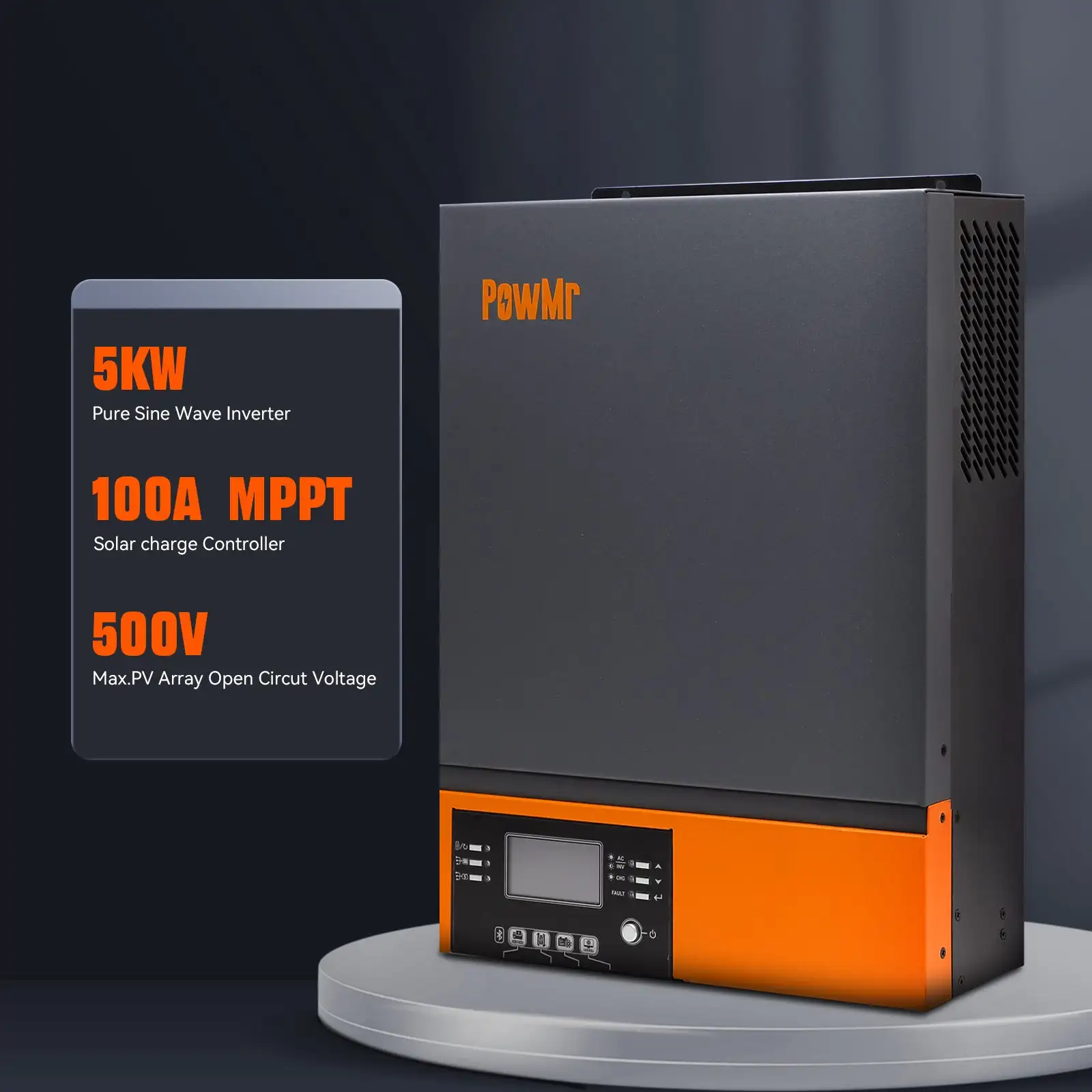 Powmr Hybrid-Solar-Wechselrichter 24 V 12 V reiner Sinus-Wechselrichter  Mppt 80A 230 V Spannungswandler netzunabhängig Max Pv 450 V 1,5 kW 2 kW 3  kW