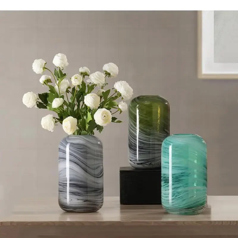 

Vase Decoration glass Transparent Flower Crafts Home Arrangement Handmade Hydroponics Marbled Wedding