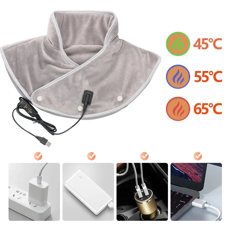 Electric Heating Shoulder Neck Pad USB Pain Relief Massager Brace Wrap Electric Thermal Compress For Neck Shoulder Relieve Fatig
