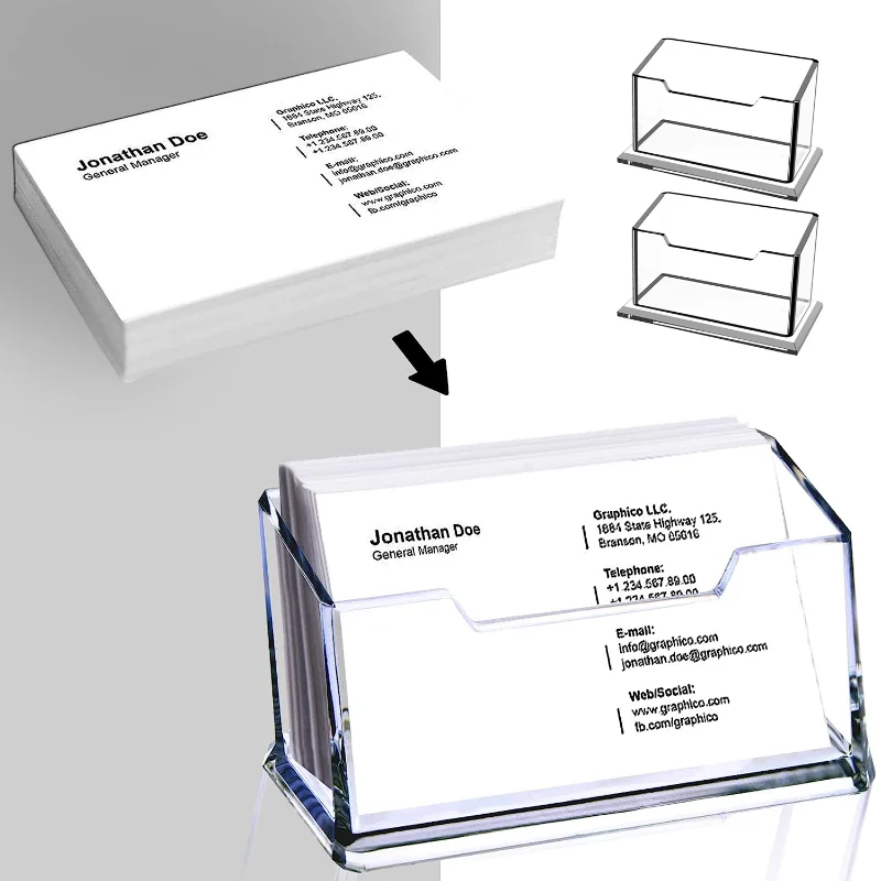 AcrylicBusinessCardHolderOfficeDeskDisplayStandClearNameCards