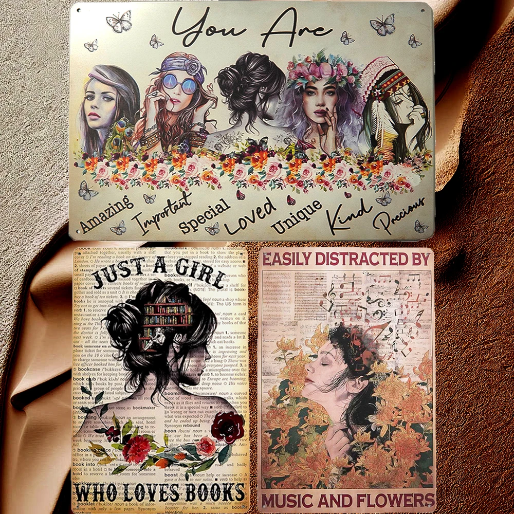 

Vintage Metal Tin Sign Sexy Girl Posters Beauty Girl Service Tin Signs Sticker for Bar Pub Decoration Metal Plate Poster