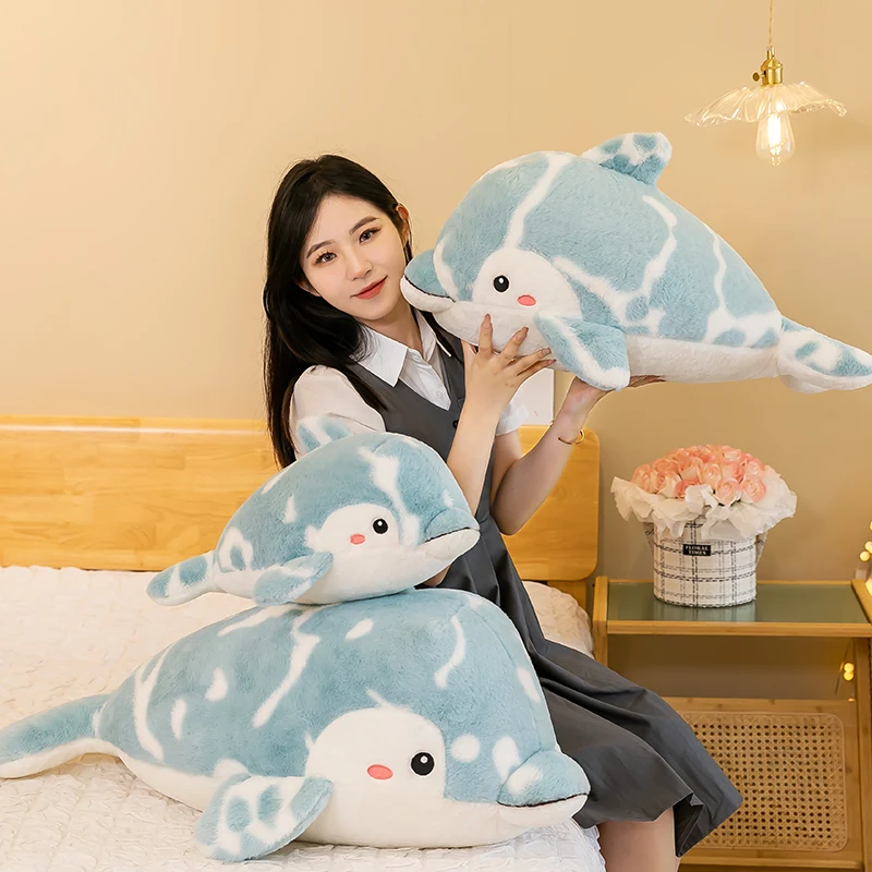 

50/70/90cm Cute Soft Dolphin Plush Pillow Toys Kawaii Stuffed Animals Doll Home Comfort Cushion Christmas Gifts for Kids Girls
