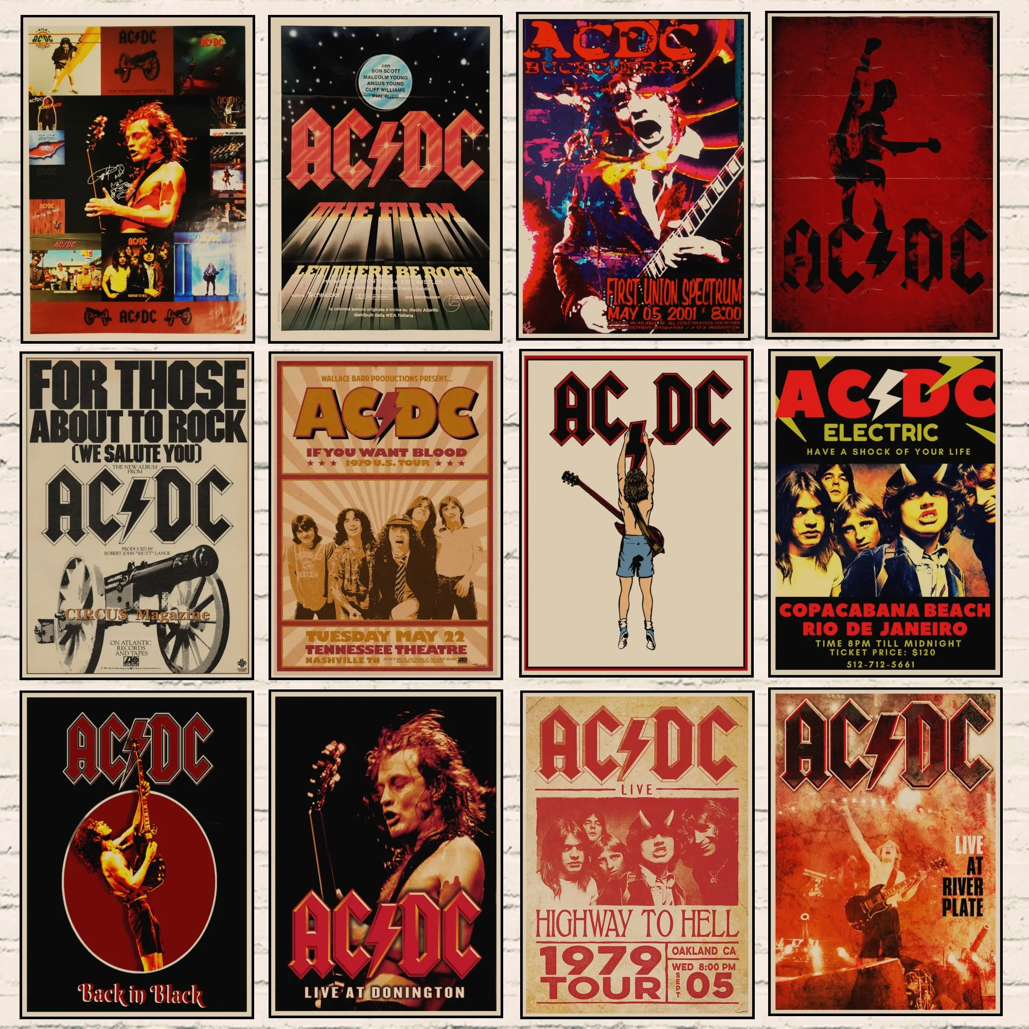 53 дизайна Постер AC∕DC Band ретро постер Rock HomeDecal художественная роспись наклейки на