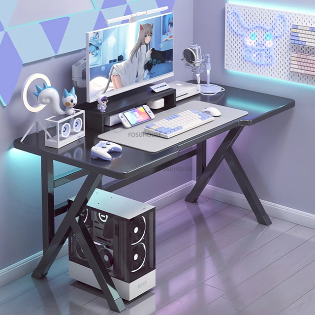 북유럽 인공 보드 컴퓨터 책상, 화이트 게이머 PC 테이블, 다용도 가구