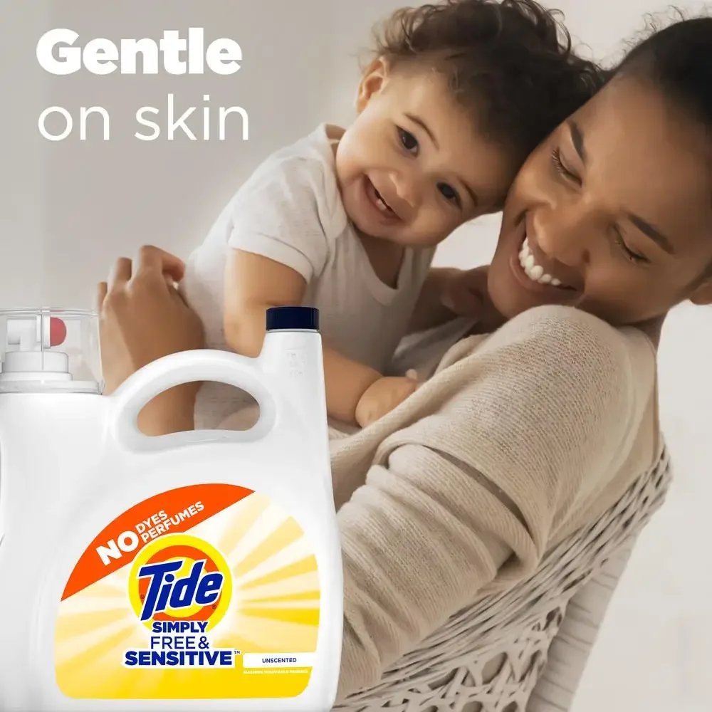 Gentle Unscented Liquid Laundry Detergent Cold Wash 117floz 89 Loads Eco-Friendly Concentrated Formula