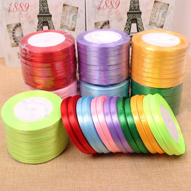 6mm Silk Satin Ribbon 25 yards 22m Long Party Home Wedding Decoration Gift Wrapping Christmas New Year DIY Crafts Material satin ribbons,ribbon decoration,ribbon supplies,wrapping ribbon