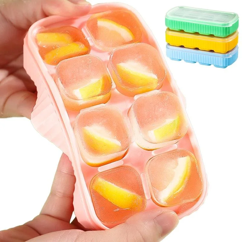 

8 Grid Silicone Ice Cube Tray with Lid,Easy-Release Ice Cube Maker BPA Free Food Grade ice Mold for Ice Cream,Whiskey Cocktail