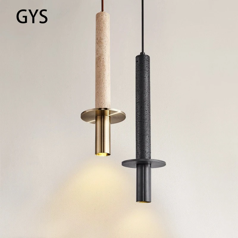 Led Pendant Lamp Nordic Modern Chandelier Bedroom Bedside Long Line Simple Hanging Ceiling Light Home Decor Yellow Black Stone