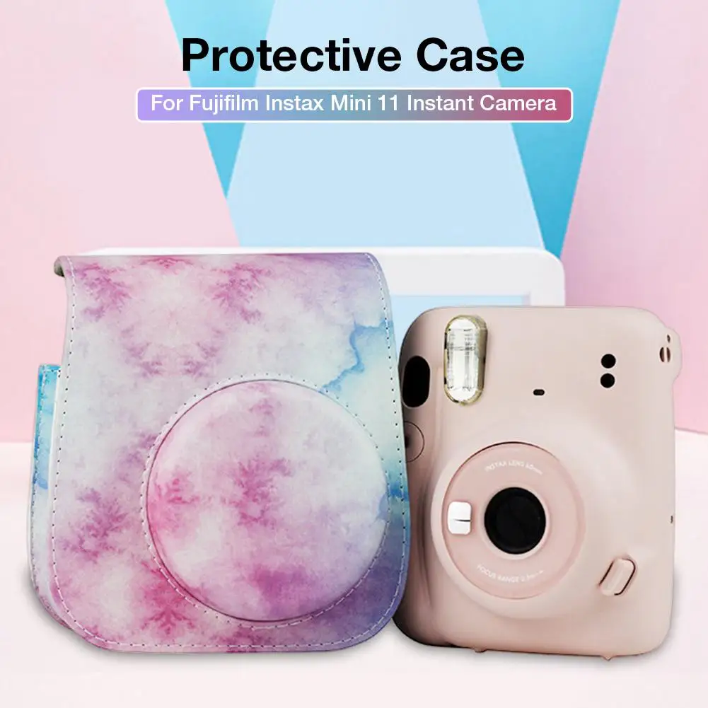 Bolsa Protectora De Cuero Pu Para Cámara Instantánea Fuji Instax Mini 11, Soporte Con Correa Para El Hombro, Color Aceite