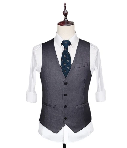 Men Casual Vest Four Buttons YRP Grey Suit Casual Traveling Vest