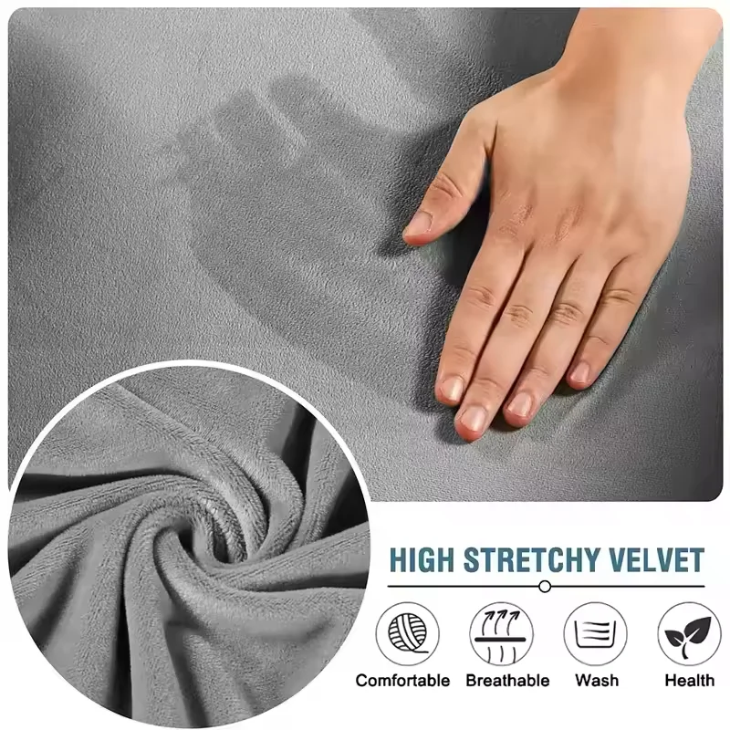 Luxurious Velvet Ottoman Cover - Soft Elastic Slipcover for Living Room Footrest and Pouf Stool Protection