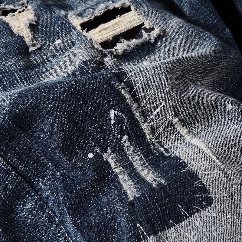 Summer Fashion Designer Men Jeans Retro Black Blue Elastic Embroidery Ripped Short Jeans Homme Vintage Casual Denim Shorts Men