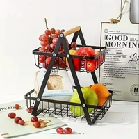 2-Tier Kitchen Organizer Fruit Basket Vegetable Basket Bathroom Cosmetic Removable Stand Storage Shelf Kitchen Storage Rack 1