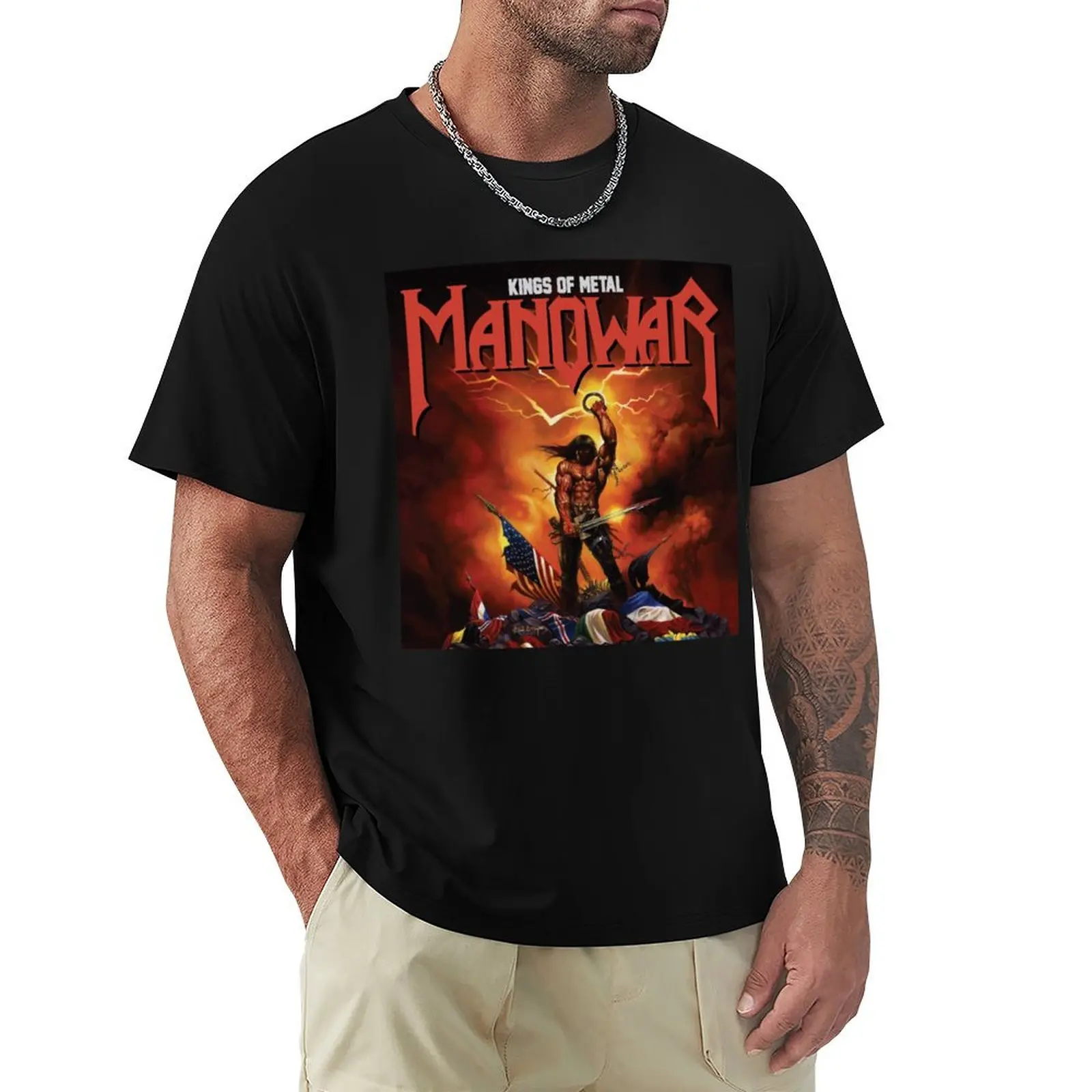 

Kings Of Metal Manowar Band T-shirt blacks summer tops sublime plus size tops oversized t shirt men
