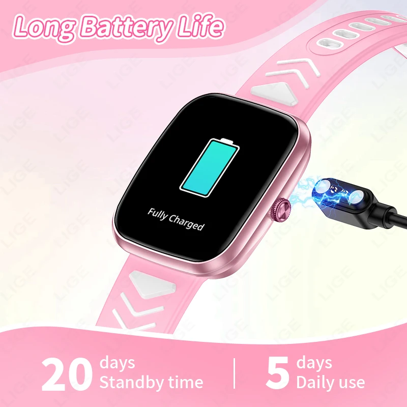 LIGE 2024 New Kids Smart Watch 1.75“HD  Bluetooth Call Child SmartWatch Sports Health Monitoring Waterproof Watch For Boys Girls