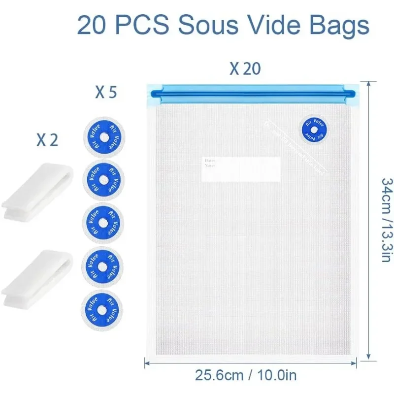 Vacuum Sealer Bags for Food 3 Size Reusable Sous Vide Bags Vacuum Freshness Bag Food Compression Bag Refrigerator Sealing Bag