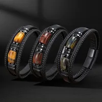 Bracelet en Cuir et Pierre Naturelle pour Homme et Femme, Bijoux en Perles Boho Ajustables Faits à la Main, Commande en Gros 1