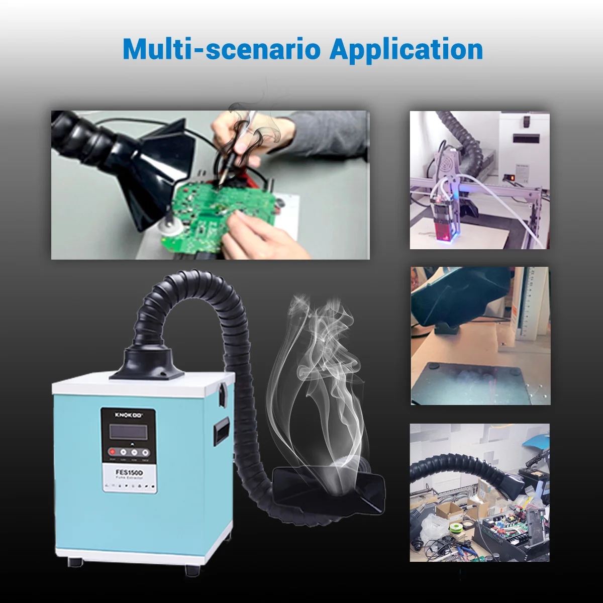 Laser Fume Extractor LCD Display FES150D Soldering Smoke Absorber Purifier HEPA for Nail Salon,DTF Purifier,Laser Engraving 3
