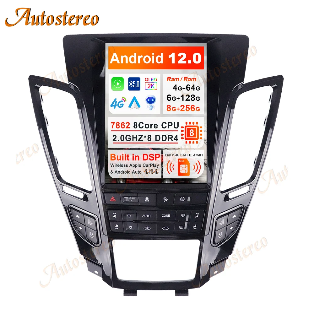 

256GB Android 12 Tesla Radio Car GPS Navigation For Cadillac CTS 2007 2008-2012 Auto Stereo Head Unit Multimedia Recorder Player