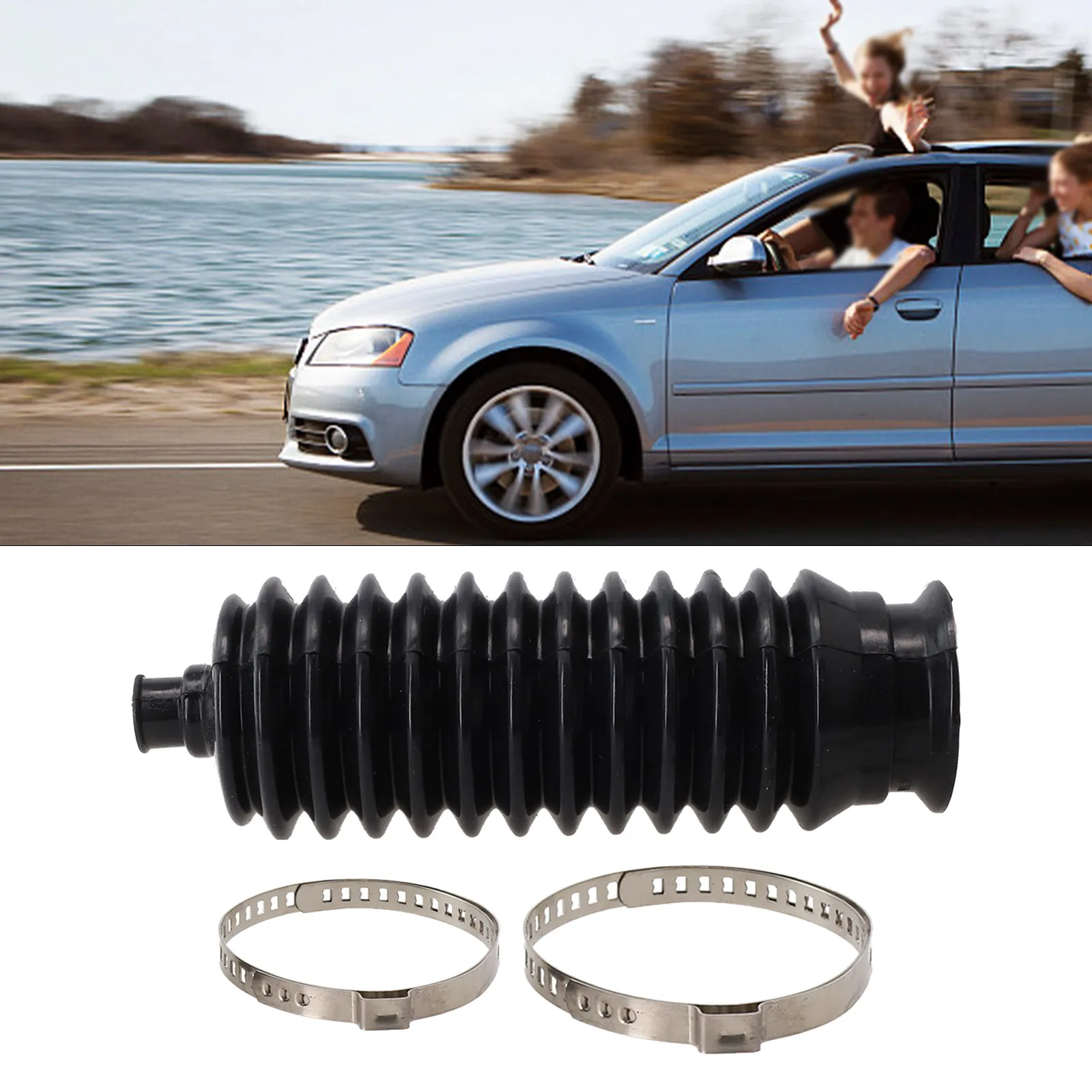 

Durable Practical Reliable Useful New Gaiter Pinion Boots Kit Part Replacement Set Silicone+Metal Steering Rack