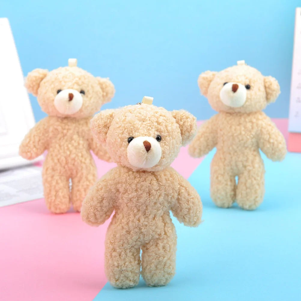 

3 Pcs Key Chain Hanging Decors Bear Dolls Pendant Ring Mini Plushies Decorate Little Pp Cotton Pendants Child Stuffed Animals