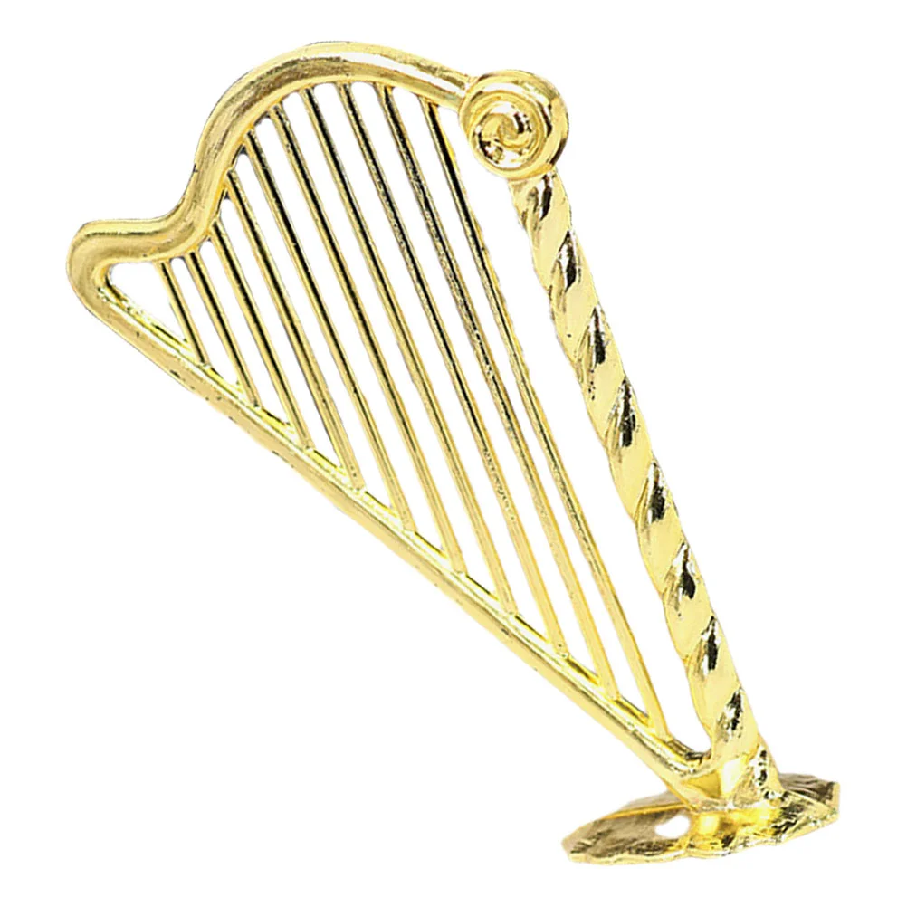 

Mini Harp Simulation Ornament House Stringed Instrument Tiny Model Plastic Lifelike Small Decor