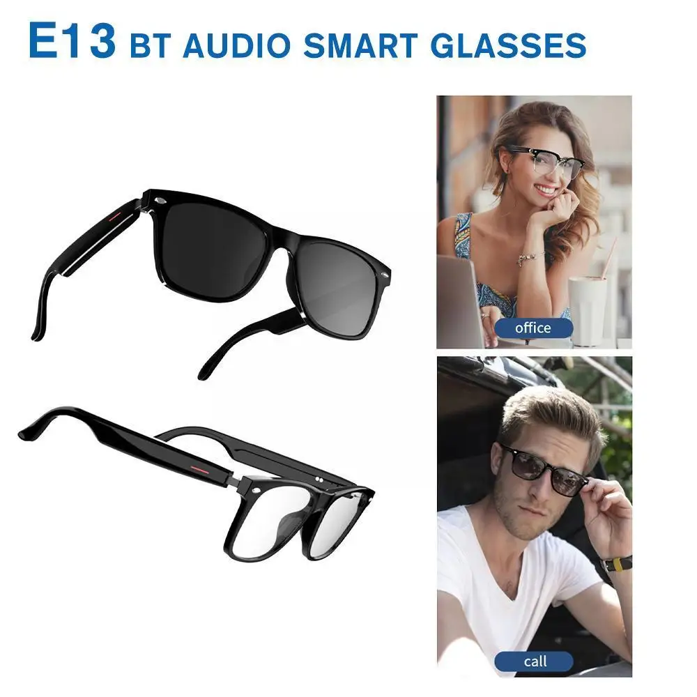 

E13 Bluetooth Audio Smart Glasses Interchangeable Frames Ear Surround Sound Speakers Mics Calls Voice Control For Android I Q9E8