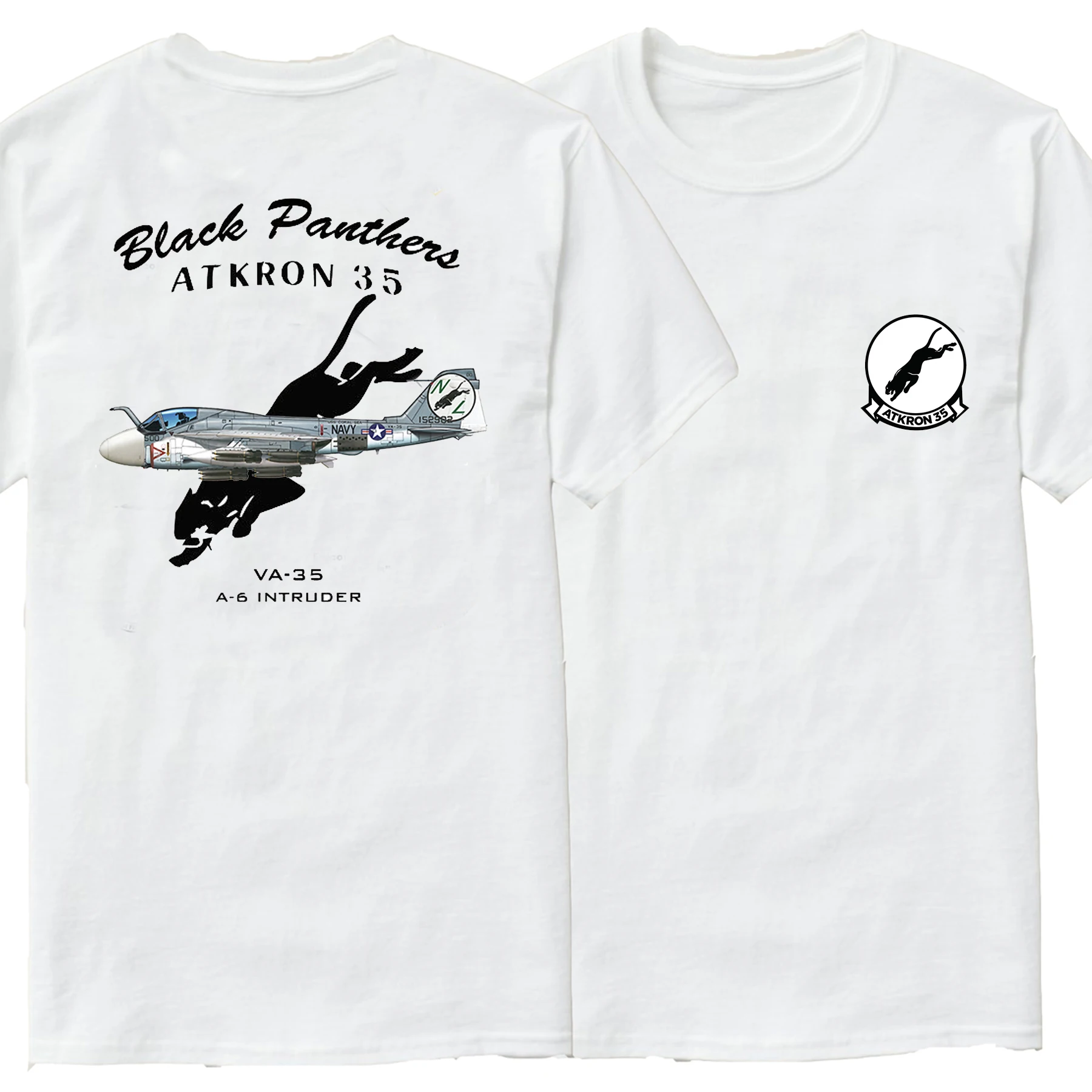 A-6 Intruder Attack Aircraft  Naval VA-35 Black Panthers Squadron T-Shirt Short Sleeve Casual 100% Cotton O-Neck Mens T-shirt 2