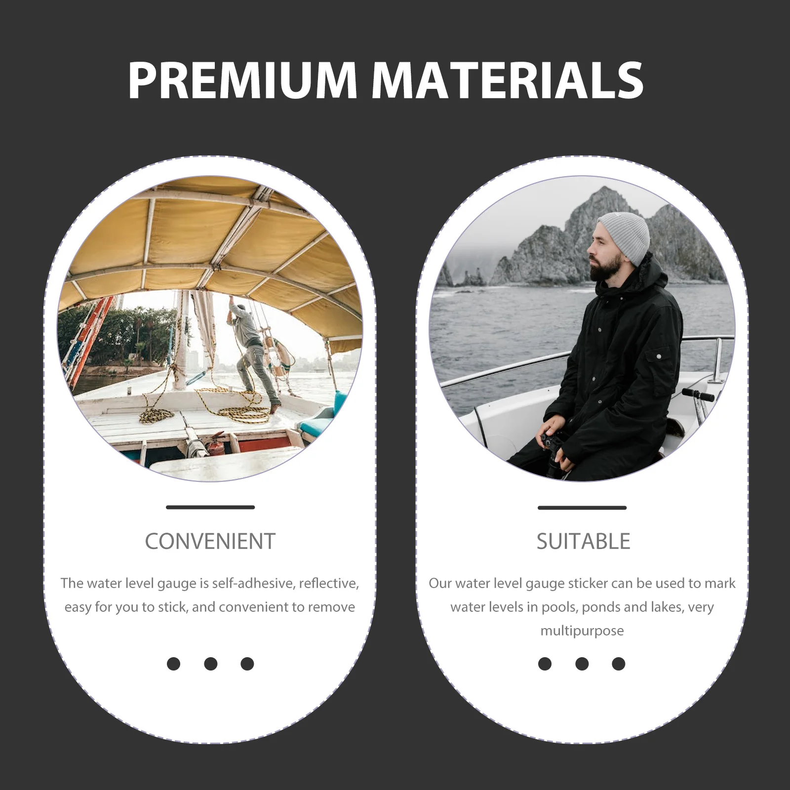 수위 게이지 자체 접착 반사 스티커 내구성있는 수위 측정 도구 보트 용 풀 연못 마커 깊이 게이지