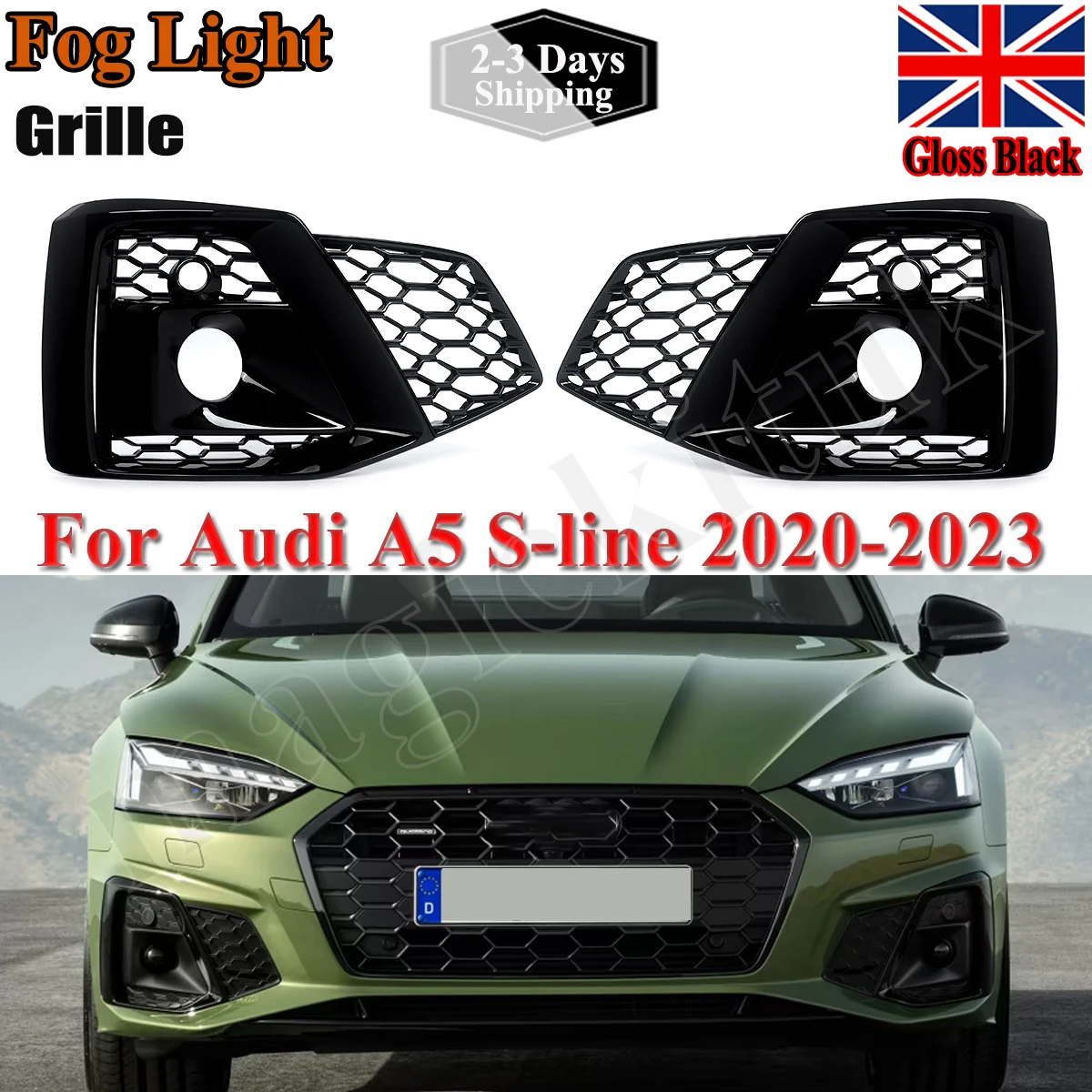 Front Bumper Fog Light Grilles For Audi A5 S5 S Line Coupe Sportback Cabriolet Car Fog Lamp Cover Grills