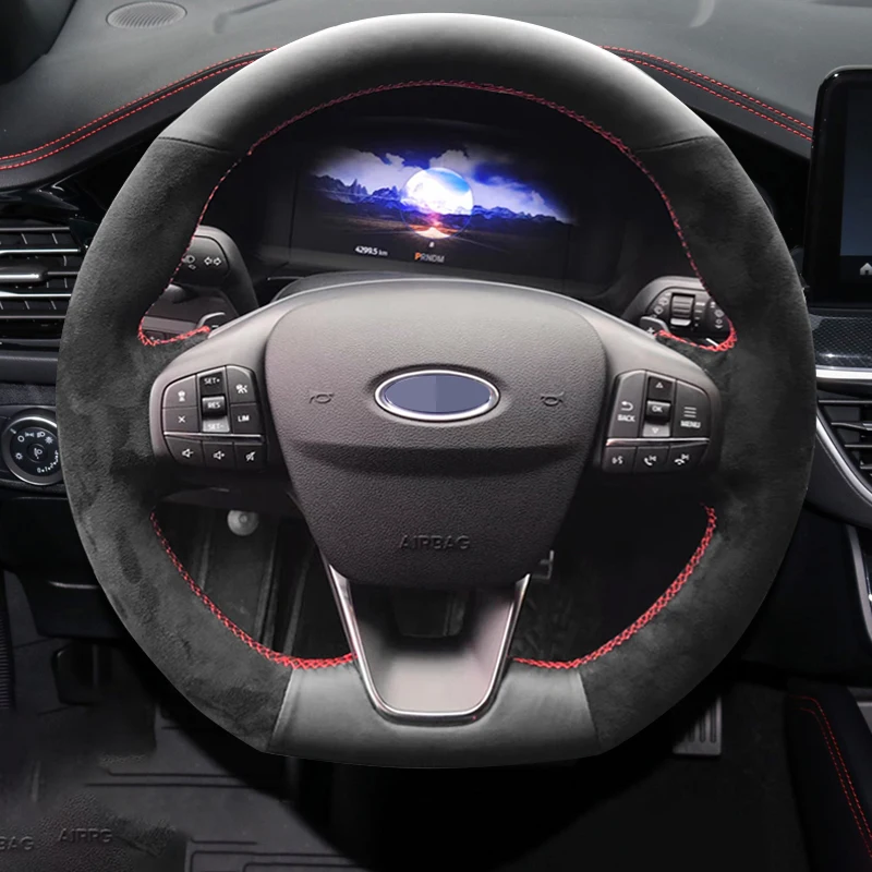 Coprivolante Per Auto In Vera Pelle Nera Per Ford Focus St-Line Fiesta St-Line 2018-2019 Focus St 2019-2020 Fiesta St 2019