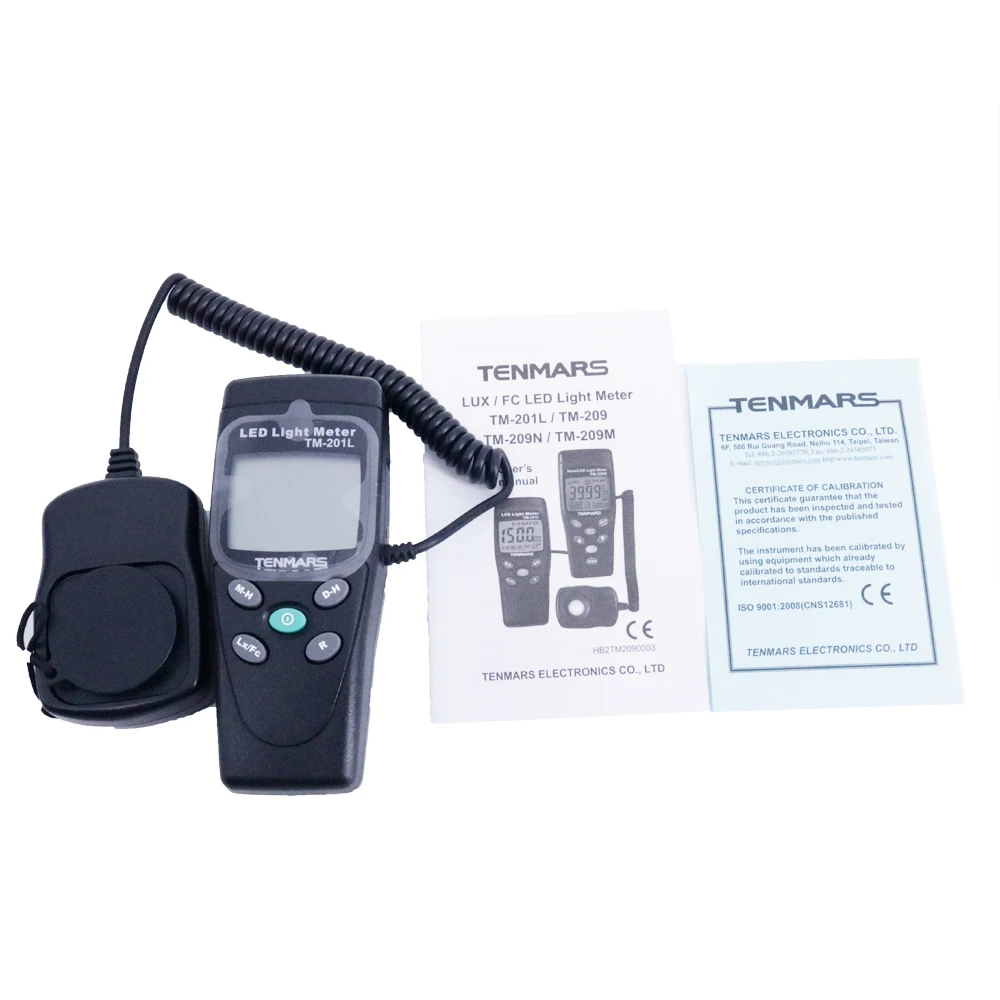 Tenmars TM-201L LED Light Meter LUX Meter Light Intensity Tester Measuring Range 200,2000, 20000,200000 Lux
