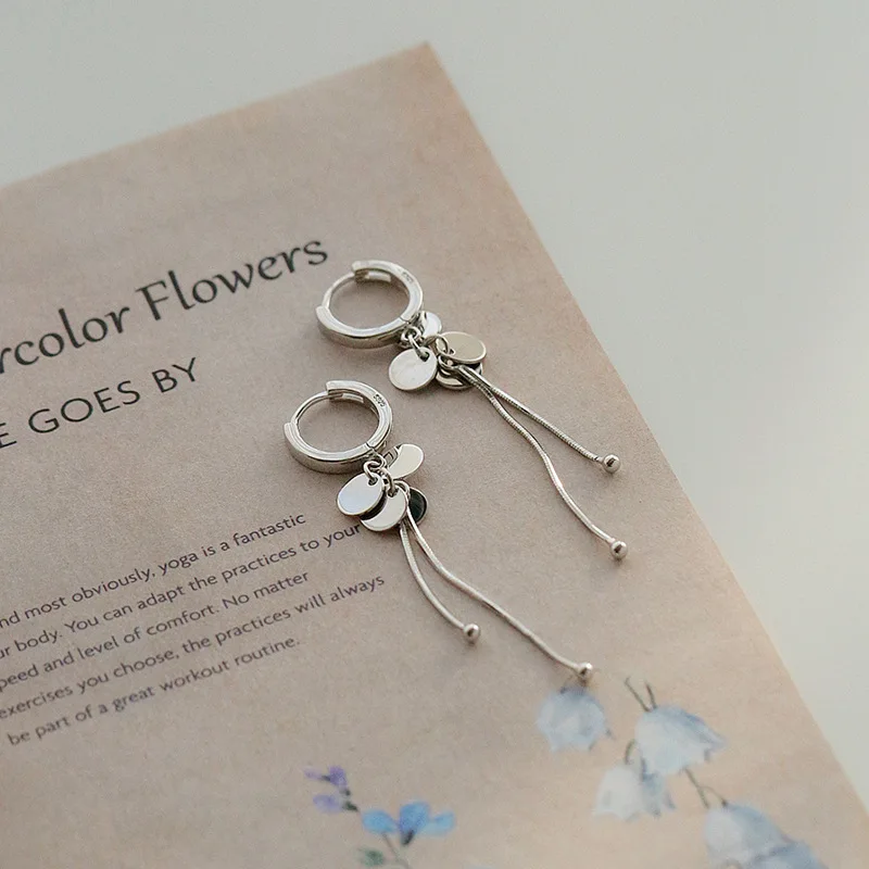 Earrings 925 Sterling Silver Circular Drop silver earrings