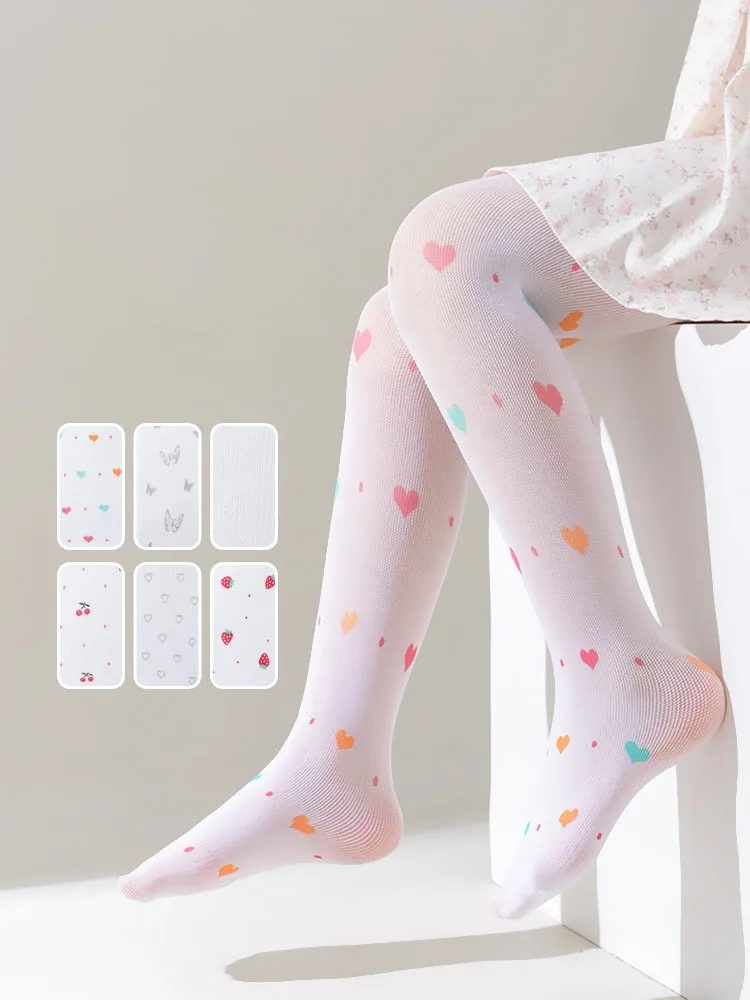 

Summer Kids Girls Thin Tights Colorful Heart Bow Flower Pattern Baby Girl Leggings Nylon Children Mesh Pantyhose Girls Stockings