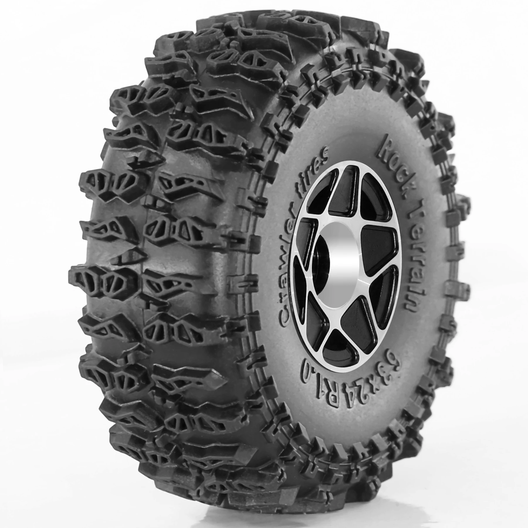 thumbnail image 2 of 4pcs RC Car Tires & Wheels For SCX24 1/24 Scale - Aluminum Rims With Rubber Tires 2 of 11