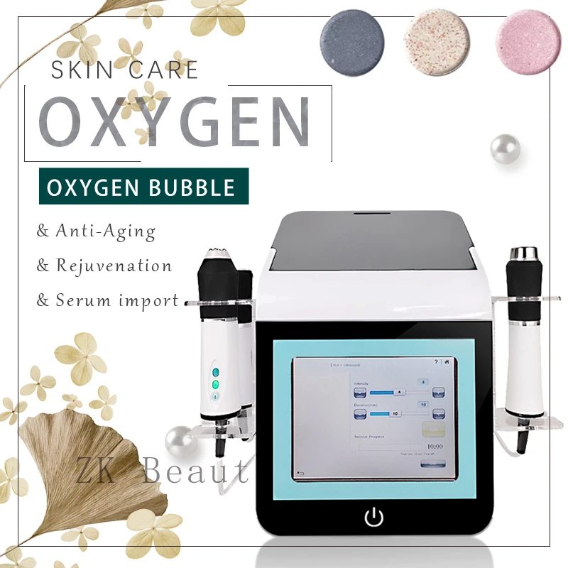 최신 CO2 산소 버블 기계, 얼굴 마사지, 3 in 1 산소화 Rf 테라피, 슈퍼 페이셜 미백 회춘 장치