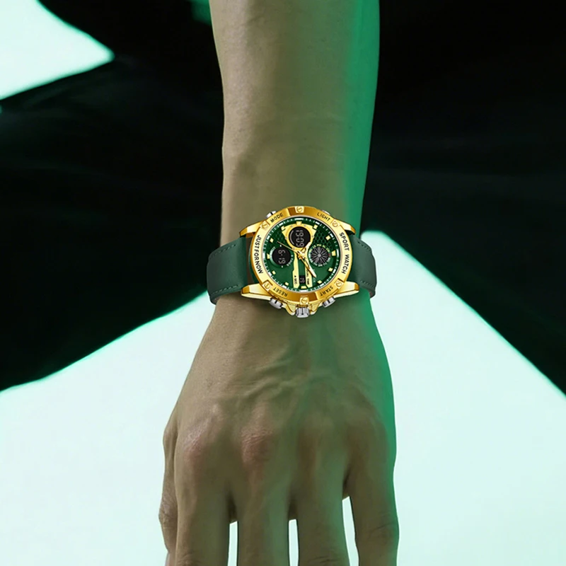 New Original FOXBOX Sports Watch For Men Fashion Leather Luminous Chronograph Watch ​Waterproof Quartz Wristwatch Clock Gift