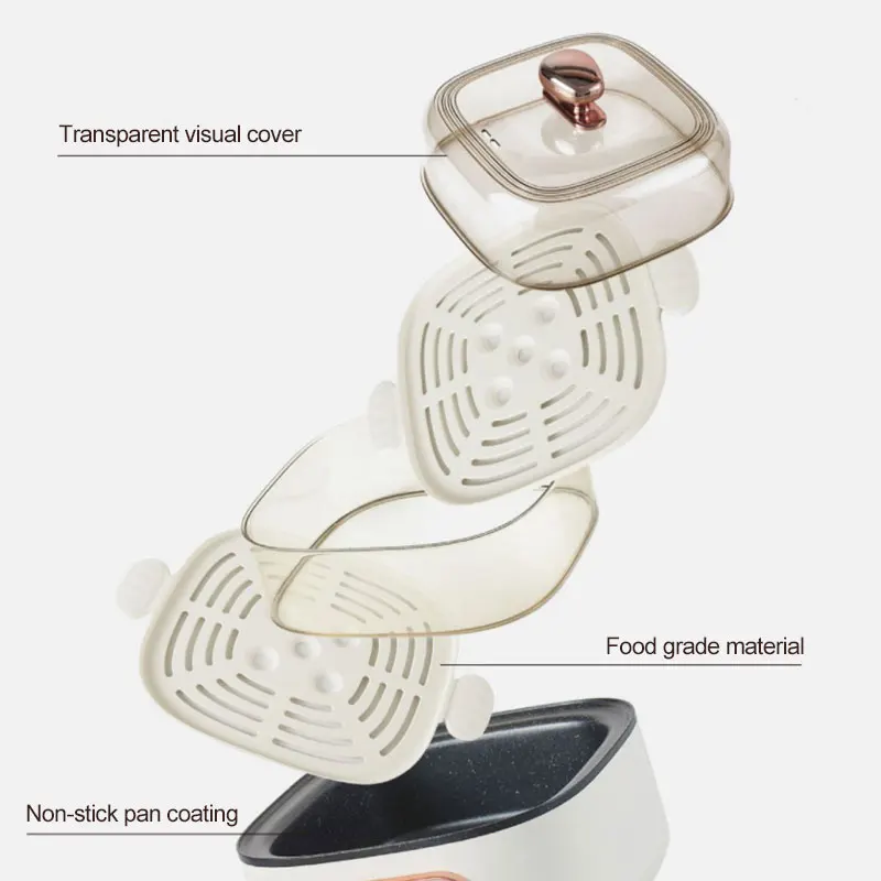 Multicooker Steamer Electric Steam Pot Cooking Steaming Home 2-layer Transparent Food Dumplings Household Pan Warmer 110V/220V 5