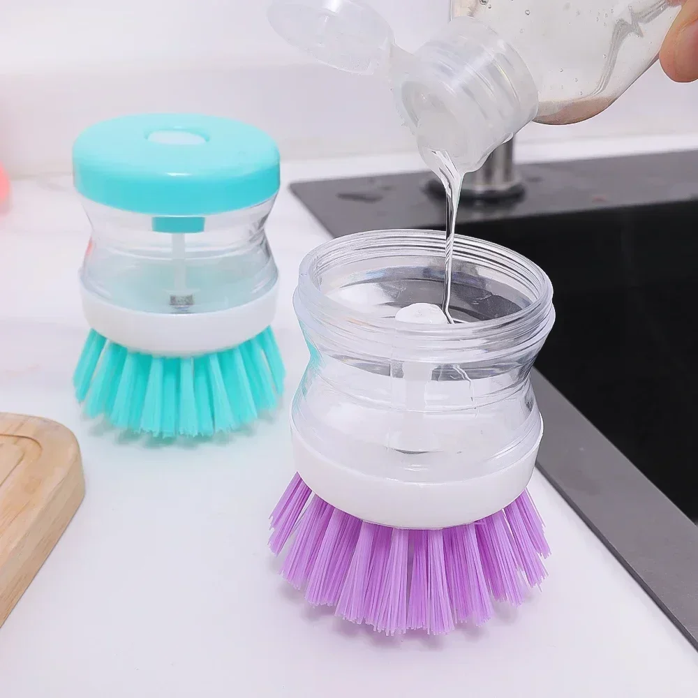 Kitchen Wash Pot Dish Brush Washing Utensils with Washing Up Liquid Soap  Dispenser Household Cleaning Accessories - AliExpress