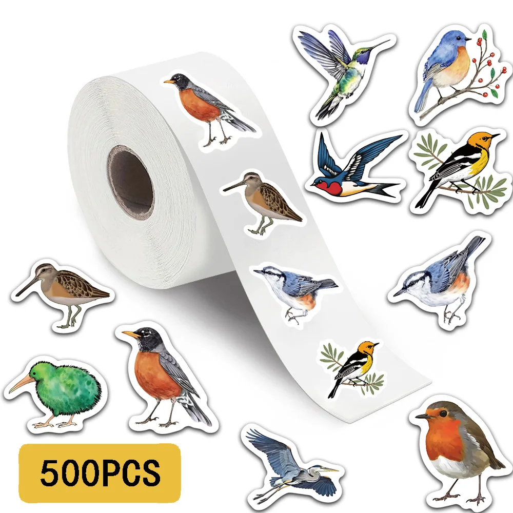 500PCS Schöne Vogel Rolle Aufkleber Telefon Sammelalbum Umschlag Geschenk Wasser Tasse Gitarre Skateboard Notebook Wasserdicht Dekorativ