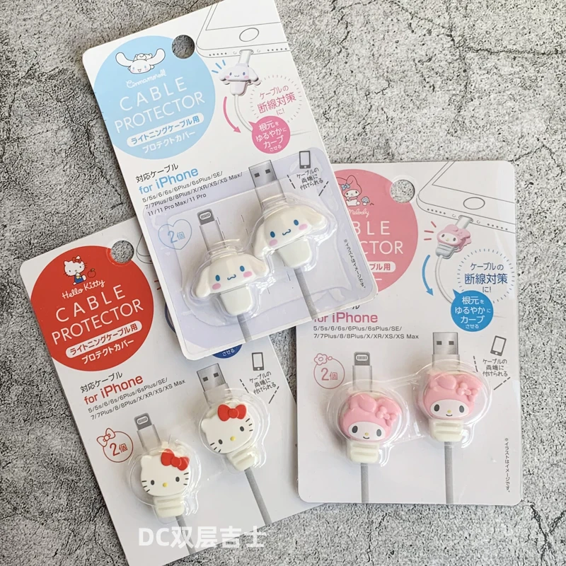 Kawaii Sanrio Bite Cable Protector My Melody Cinnamoroll Hello Kitty Cartoon Usb Cable Protector for Iphone Ipad Anti Fracture