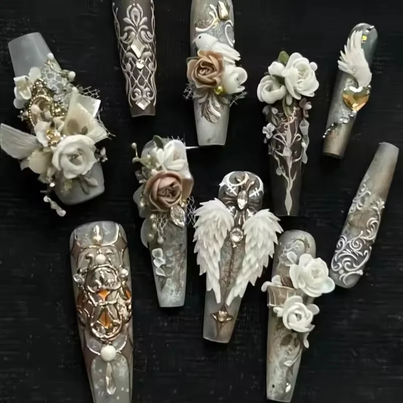 1개 천사 날개 나비 뱀 다이아몬드 3D 아크릴 몰드 네일 아트 장식 네일 DIY 디자인 실리콘 네일 템플릿 네일 몰드