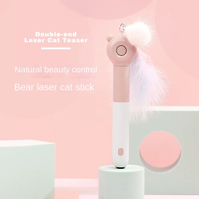 

Laser light cat teaser stick does not harm the eyes New pet products Fairy cat teaser stick with retractable feather interactive