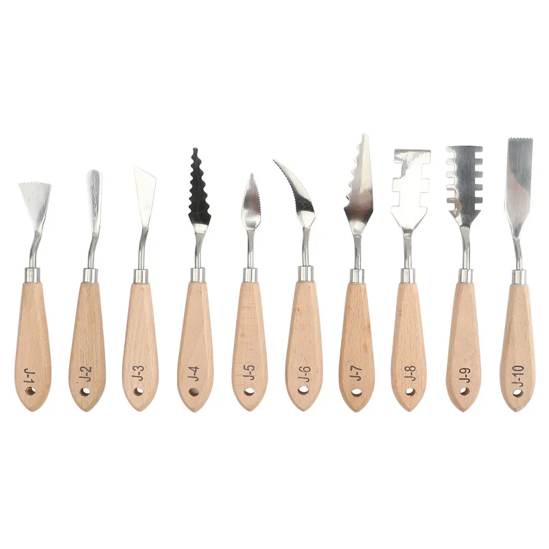 Color Palette 10pc oil painting knives scrapers color palette knife tools for wooden irregular texture flower shovels art color painting tools