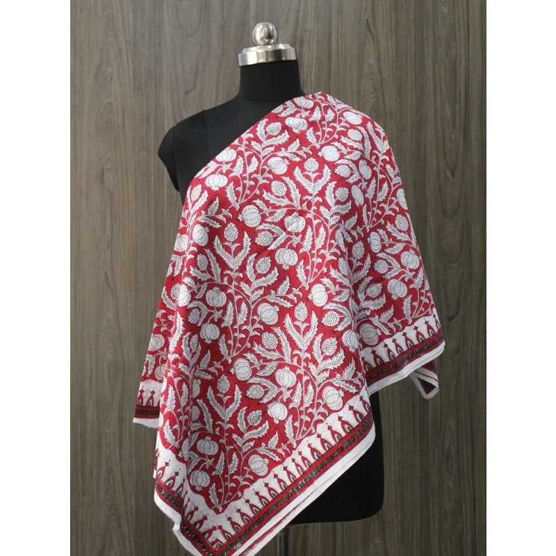 Traditional Dupattas Woman Beach Bikini Scarf Latest Collection Hand Block Print