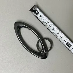 Sleek Blackout Carabiner Keychain with Oval Belt Buckle and Silver Key Ring (Black gray)