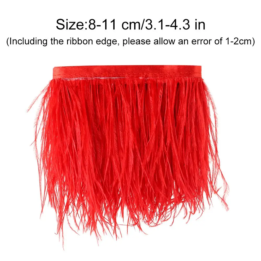 Women's Fashion DIY Wedding Dress Feathers Ribbon Ostrich Feathers Trim 1 Meter Long Plumes Ribbon Selvage 8-10 CM Wide
