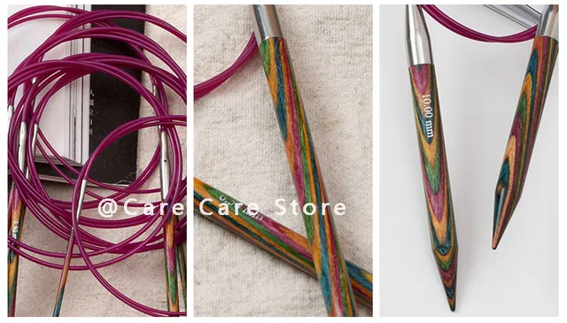 Ferri Circolari Per Maglia 80 Cm X 4 Mm - In Legno Di Betulla, Multicolore