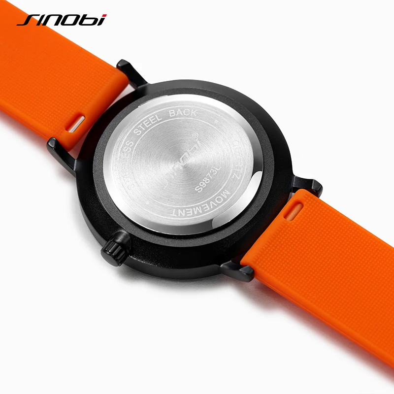 SINOBI New Design Women's Watches Fashion Sports Womans Quartz Wristwatches Orange Rubber Strap Ladies Clock Relogio Feminino