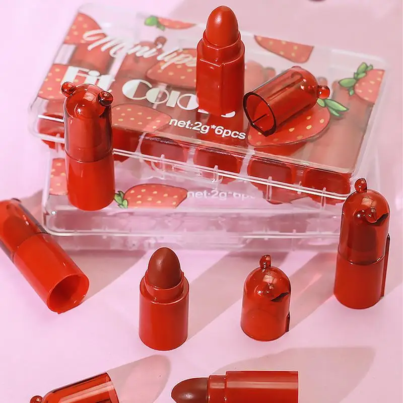 6PC Mini Lip Glaze Velvet Matte Lip Glaze Matte Gloss Lipstick Keep 24 Hours Makeup Lipgloss Sexy Liquid Lipstick